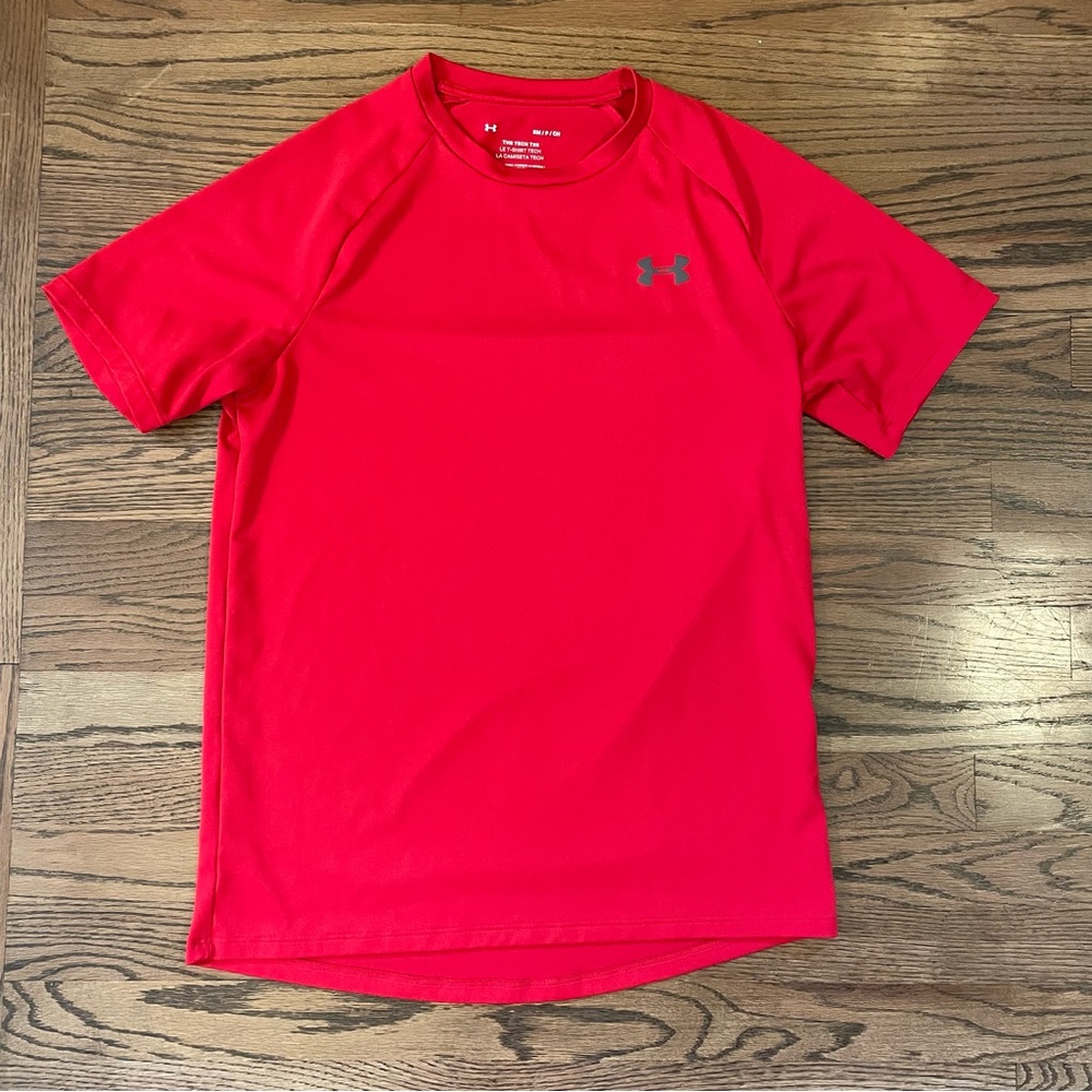 Under Armour Men’s Tech Tee 2.0 Short Sleeve Shirt Red Logo SIZE SM